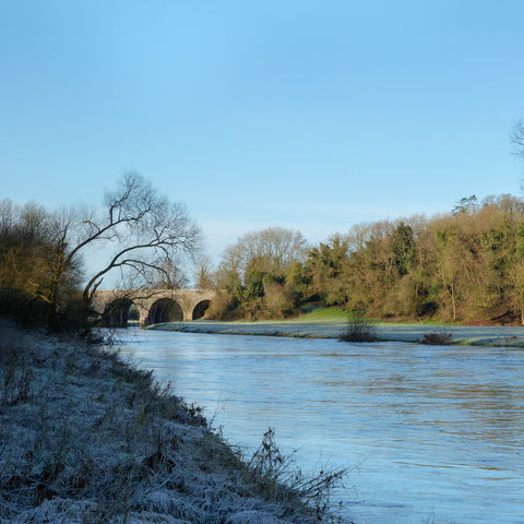 Meath Landscape Photography. The river Boyne at Asigh Bridge on the river Boyne on a frosty morning.