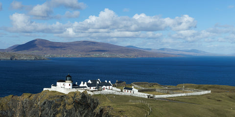 Clare Island Lighthouse, Clew Bay, Co. Mayo, looking towards Achill Island on a clear day.
