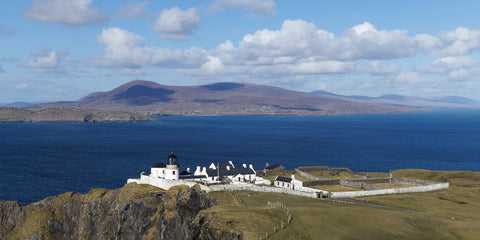 Clare Island Lighthouse, Clew Bay, Co. Mayo, looking towards Achill Island on a clear day.